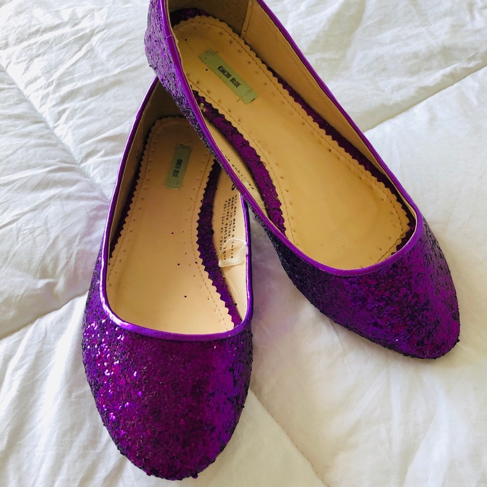Kimchi Blue Purple glitter flats